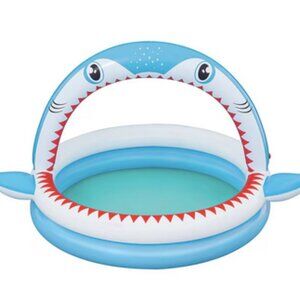 H2O GO! Bestway Sharktastic Sprinkler Play Pool, Kids Inflatable Shark Pool NEW